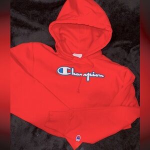 CHAMPION RED 2025 CROPPED HOODIE Red  SIZE